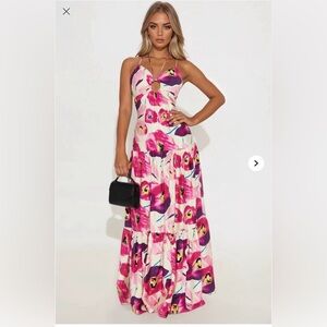 Fashion Nova Floral Maxi Dress - Pink and Purple